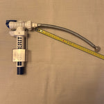 Geberit side inlet valve with short flexihose ending in a 1/2 inch female fitting. ATS067-4