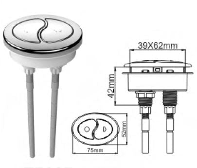 Bestter Fowler Toilet Dual Flush Push Button 39mm x 62mm